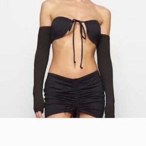 SKIMS Black Off-Shoulder Crop Top swim top. Last One!